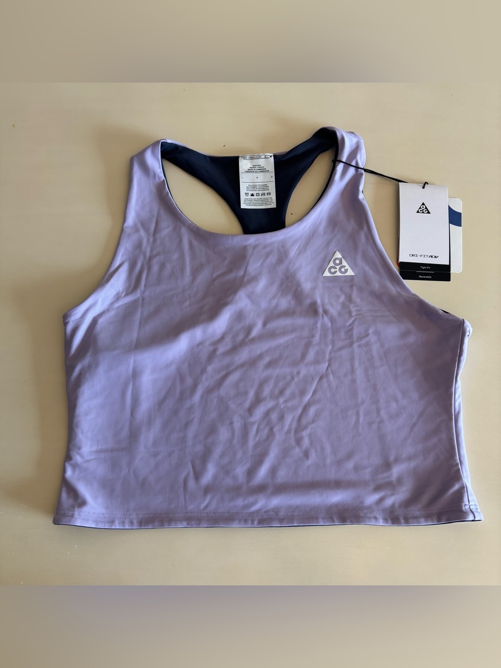 Nike ACG Tree Frog Women Sz L Dri-FIT ADV Purple Grey Reversible Tank HJ0252-515